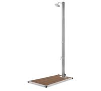vidaXL Douche de jardin 220 cm en acier inoxydable avec base marron