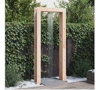 vidaXL Douche d'extérieur 226 cm en bois massif de pin et acier inoxydable naturel, douche d'extérieur moderne, résistante aux intempéries, hauteur réglable, en acier inoxydable, tête rotative pour