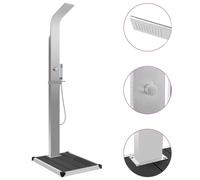 vidaXL Douche d'extérieur avec receveur de douche WPC Acier inoxydable