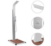 vidaXL Douche d'extérieur avec receveur de douche WPC Acier inoxydable