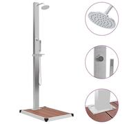 vidaXL Douche d'extérieur avec receveur de douche WPC Acier inoxydable