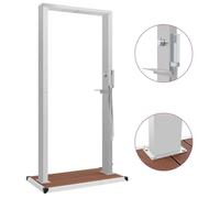 vidaXL Douche d'extérieur HKC avec receveur WPC acier inoxydable résistante à la corrosion Marron G