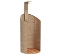 vidaXL Douche d'extérieur Beige 100x100x241,5cm Poly rotin Bois Acacia