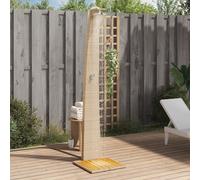 vidaXL Douche d'Extérieur, Meuble de Jardin avec Poignée Rotative, Douche de Piscine Patio Arrière-Cour, Beige Résine Tressée Bois Acacia
