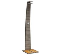 vidaXL Douche d'extérieur 368210 résine tressée gris poignée rotative bois acacia 55x60x224 cm