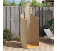 vidaXL Douche d'Extérieur, Meuble de Jardin avec Poignée Rotative, Douche de Piscine Patio Arrière-Cour, Beige Résine Tressée Bois Acacia