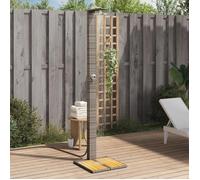 vidaXL Douche d'Extérieur, Meuble de Jardin avec Poignée Rotative, Douche de Piscine Patio Arrière-Cour, Gris Résine Tressée Bois Acacia
