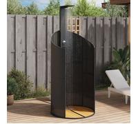 vidaXL Douche d'Extérieur, Meuble de Jardin avec Poignée Rotative, Douche de Piscine Patio Arrière-cour, Noir Résine Tressée 368212