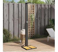 vidaXL Douche d'extérieur Meuble de jardin avec poignée rotative Résine tressée Noir 368206