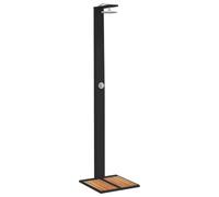 vidaXL Douche d'Extérieur, Meuble de Jardin avec Poignée Rotative, Douche de Piscine Patio Arrière-Cour, Noir Résine Tressée Bois Acacia
