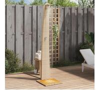 vidaXL Douche d'Extérieur, Meuble de Jardin avec Poignée Rotative, Douche de Piscine Patio Arrière-Cour, Beige Résine Tressée Bois Acacia
