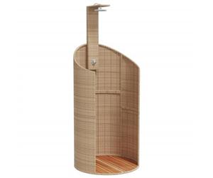 vidaXL Douche d'Extérieur, Meuble de Jardin avec Poignée Rotative, Douche de Piscine Patio Arrière-Cour, Beige Résine Tressée Bois Acacia