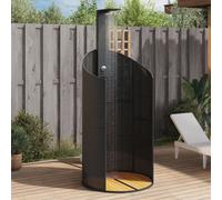 Vidaxl Douche D'extérieur Noir 100x100x241,5 Cm Poly Rotin Bois Acacia Multicolore