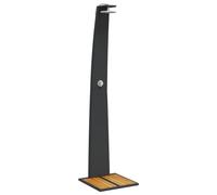 vidaXL Douche d'extérieur Meuble de jardin poignée rotative 55x60x224 cm Résine tressée Noir Acacia