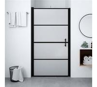 vidaXL Douchedeur mat 91x195 cm gehard glas zwart146662 Noir G