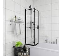 vidaXL Douchewand inklapbaar 100x140 cm ESG zwart150819 Noir G