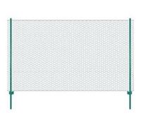 Clôture en Grillage Métallique avec Poteaux Panneau de Clôture Protection pour Volaille Chiots Jardin Cour Arrière Extérieur Acier 25x2 m