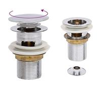 vidaXL Drain à Poussoir avec Débordement Bouchon de Vidange Drain d'Evier Drain de Lavabo Salle de Bain Maison Chrome 6,4x6,4x9,1 cm 149055 G