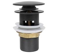 vidaXL Drain à Poussoir avec Débordement Bouchon de Vidange Drain d'Evier Drain de Lavabo Salle de Bain Maison Gris 6,4x6,4x9,1 cm