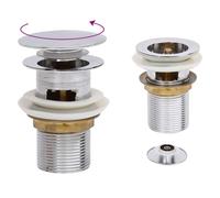 vidaXL Drain à poussoir avec débordement Chrome 6,4x6,4x9,1 cm