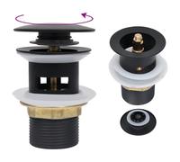 vidaXL Drain à poussoir avec débordement Noir 6,4x6,4x9,1 cm