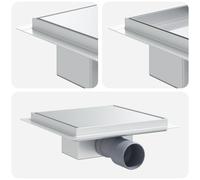 vidaXL Drain de douche 2 en 1 Argenté 20 x 20 cm Acier Inox 304