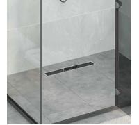 VIDAXL Drain de douche 60 cm en inox 304 noir avec couvercle verre, hauteur réglable 0-30 mm