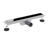 vidaXL Drain de Douche avec Couverture en Verre Noir 60 cm, Salle de Bain, Rectangulaire, Moderne, Design, Esthétique, Efficace, Gain de Place, Accessoires, Contemporain, Agencement, Confort, Style