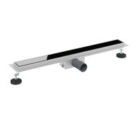 vidaXL Drain de Douche avec Couverture en Verre Noir 80 cm