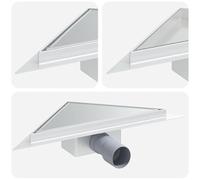 vidaXL Drain de Douche Triangle 2 en 1 Argenté 25 x 25 cm, Salle de Bain, Triangulaire, Design Moderne avec Accents colorés pour Un Espace de Vie élégant et Fonctionnel Solutions innovantes