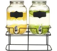 vidaXL Drankdispensers 2 st met standaard 2 x 4 L glas 50830 Transparent G