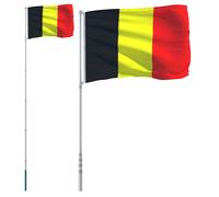 vidaXL Drapeau de la Belgique et mât 5,55 m Aluminium