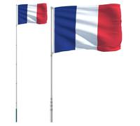 vidaXL Drapeau de la France avec mât 5,55 m Aluminium