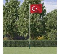 vidaXL Drapeau de la Turquie et mât 6,23 m Aluminium 3147115 Vert G