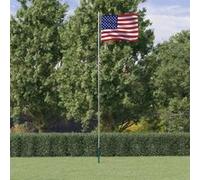 vidaXL Drapeau des États-Unis et mât 6,23 m Aluminium, drapeau national, mât de drapeau, mât de drapeau de jardin, drapeau, mât de drapeau de festival