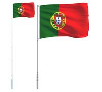 vidaXL Drapeau du Portugal et mât 5,55 m Aluminium