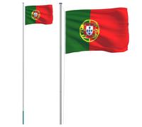 vidaXL Drapeau du Portugal et mât 6,23 m Aluminium