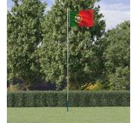 vidaXL Drapeau du Portugal et mât 6,23 m Aluminium 3147104 Vert G