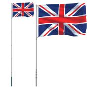 vidaXL Drapeau du Royaume-Uni et mât 5,55 m Aluminium