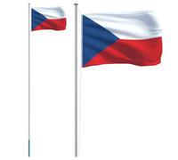 vidaXL Drapeau tchèque et mât 6,23 m Aluminium