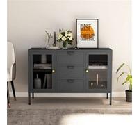 Buffet Blanc 105x35x70 cm Acier et Verre Trempé Armoire Latérale Meuble vidaXL