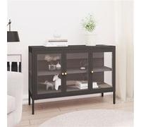 Buffet Noir 105x35x70 cm Acier et Verre Armoire Latérale Rangement vidaXL