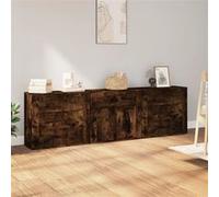 vidaXL Buffets 3 pcs, Meubles de Rangement avec Tiroir, Armoires de Rangement, Organisateur Salon Intérieur, Moderne, Chêne Fumé Bois d'Ingénierie Marron