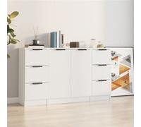 vidaXL Buffets 3115836 – 3 pièces Bois d'ingénierie Blanc