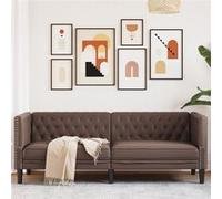 vidaXL Canapé 3 places Chesterfield en similicuir marron
