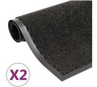 vidaXL 2x Paillassons Rectangulaires Carpette de Sol Tapis de Sol Paillasson de Plancher Tapis Antidérapant Tapis de Plancher 80x120 cm Noir Noir