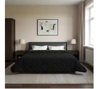 vidaXL Duvet Complet Toute l'année Matelassé Noir 200 x 200 cm, Couette Moderne, matière Respirante, Couverture Durable, Doux Lin, Confortable, certifiée Oeko-Tex
