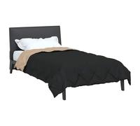 vidaXL Duvet d'été Simple Noir et Taupe 200 x 155 cm Microfibre, Duvet rectangulaire Moderne, Couette légère en Microfibre, literie d'été, Ensemble Textile stylé