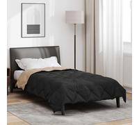 vidaXL Duvet d'été simple Noir et Taupe 220 x 135 cm Microfibre