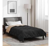 vidaXL Duvet d'été simple Noir et Taupe 220 x 155 cm Microfibre